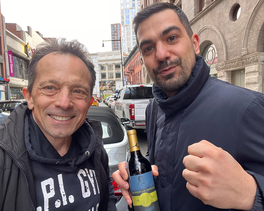 James Mercante with Alessandro Cherchi, Boxing Promoter and owner of O.P.I. Boxing Gym (Milan, Italy).